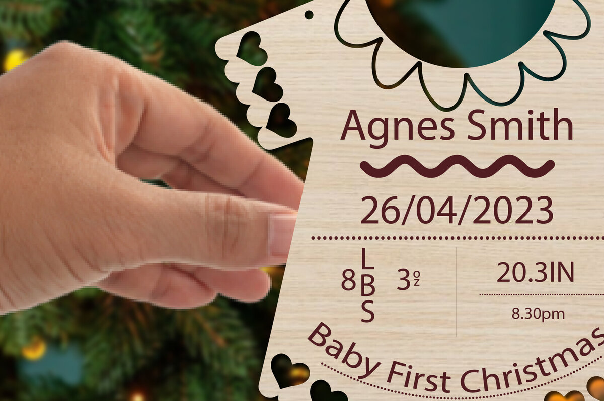 Σετ των 3 Intra απο ξύλο plywood 3mm-4mm πάχος Baby First Χριστουγεννιάτικα στολίδια Δίασταση 8x8 cm INTRAFABR-83618702