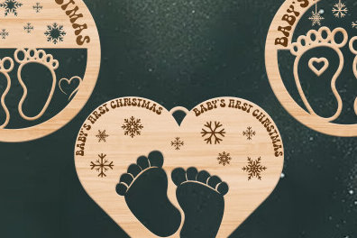 Σετ των 3 Intra απο ξύλο plywood 3mm-4mm πάχος Baby First Χριστουγεννιάτικα Στολίδια Δίασταση 8x8 cm INTRAFABR-101797899