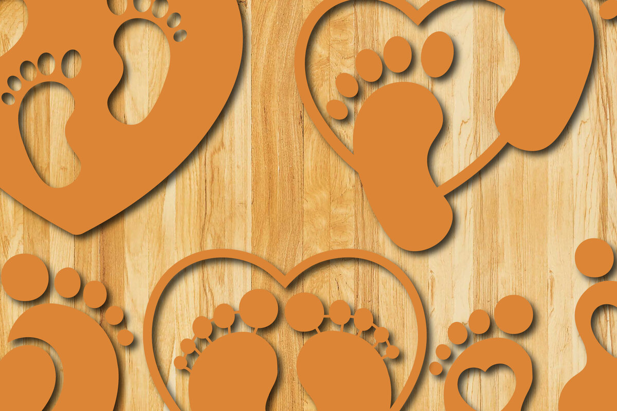 Σετ των 2 Intra απο ξύλο plywood 3mm-4mm πάχος Baby Foot with Heart Cut 3d Δίασταση 15x15 cm INTRAFABR-24603008