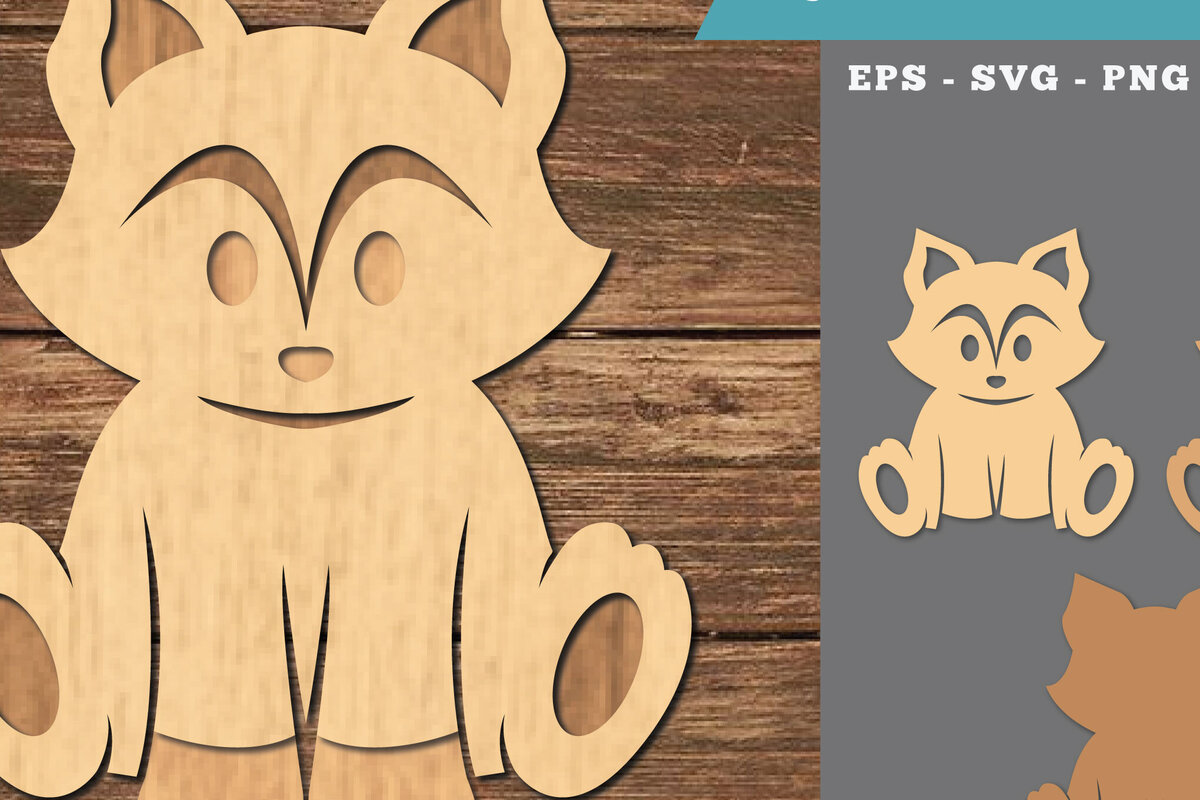 Σετ των 2 Intra απο ξύλο plywood 3mm-4mm πάχος Baby Fox 3D Δίασταση 15x15 cm INTRAFABR-107204281