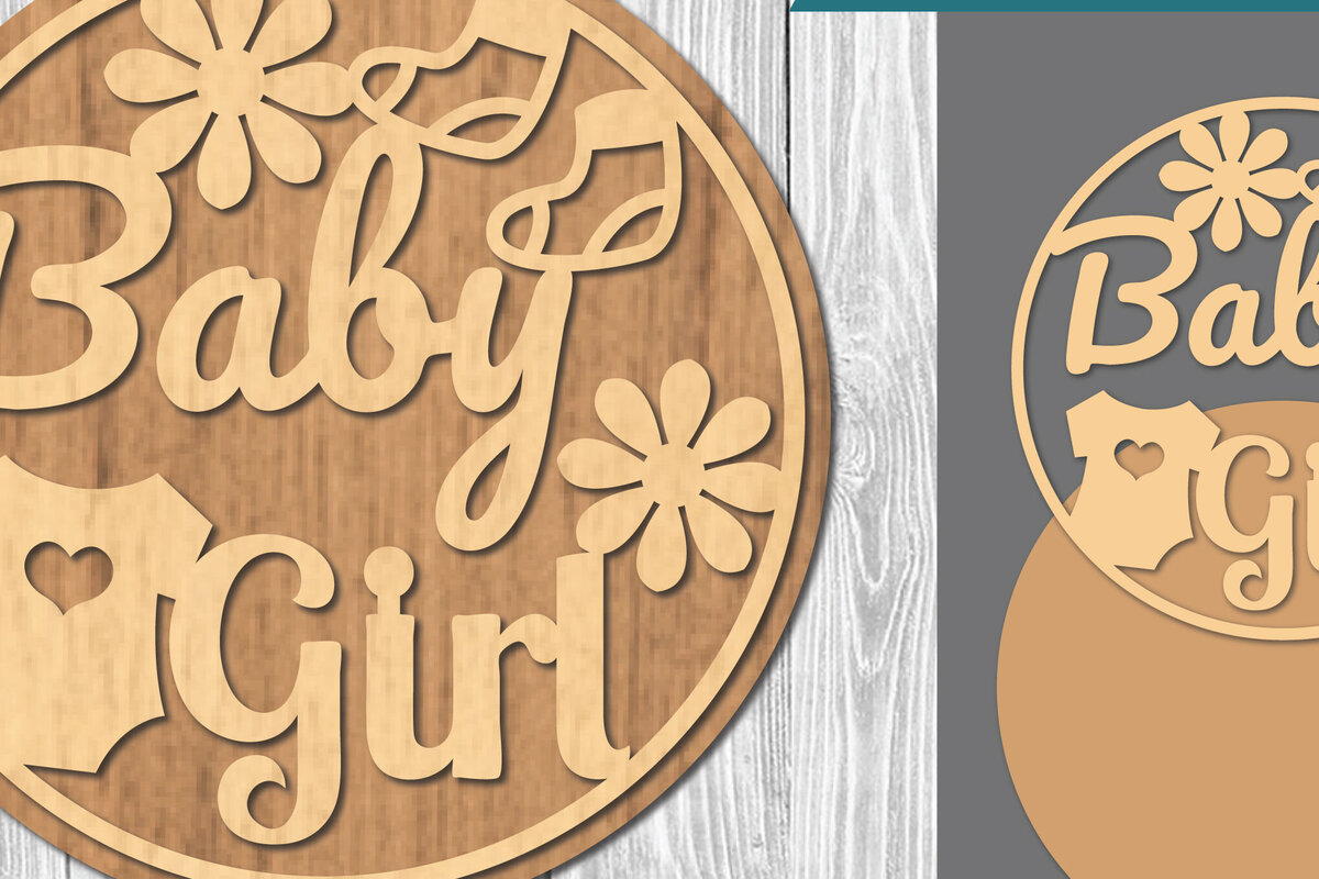 Σετ των 2 Intra απο ξύλο plywood 3mm-4mm πάχος Σήμα κοπής με λέιζερ κοριτσάκι 1 Δίασταση 15x15 cm INTRAFABR-106685743