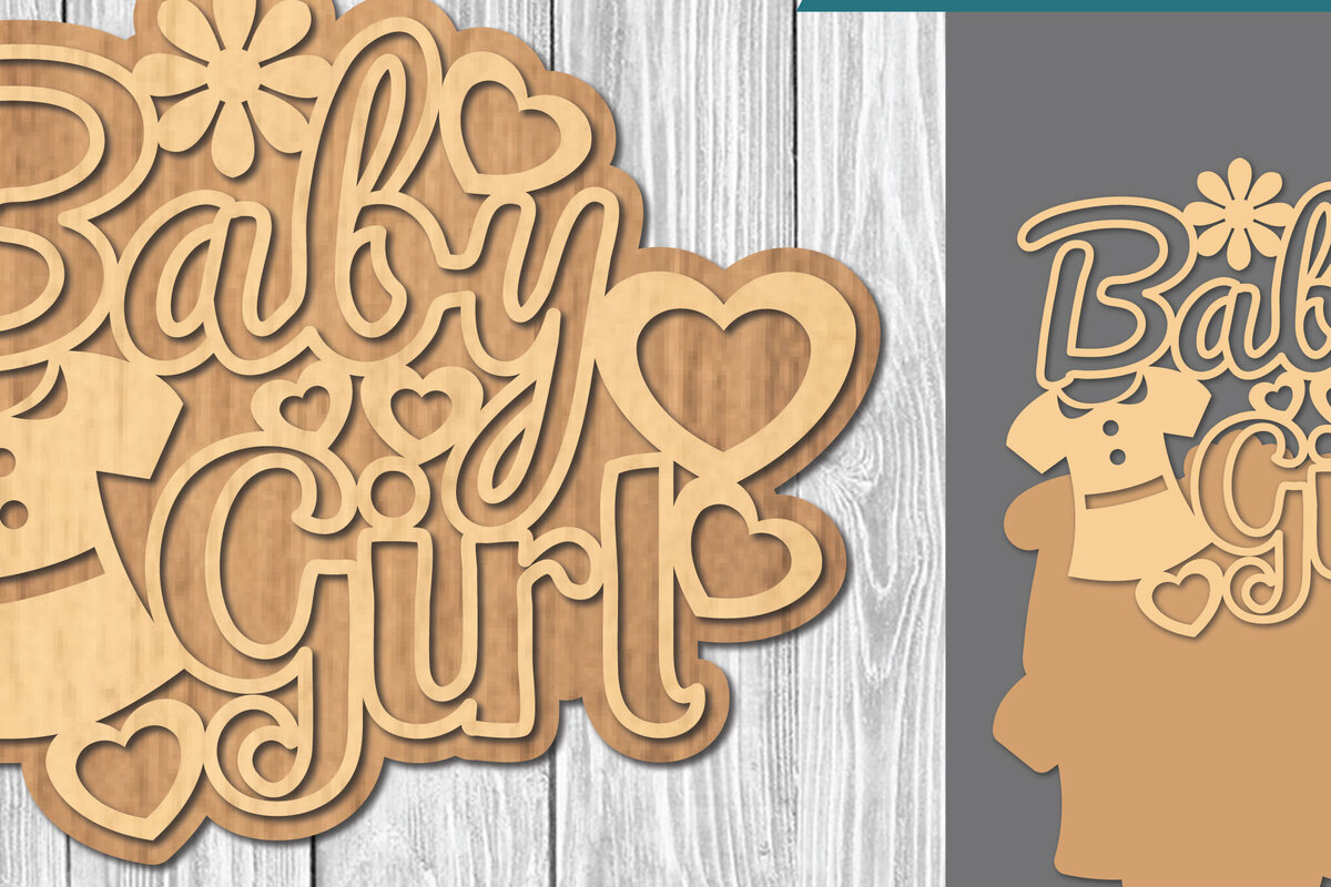 Σετ των 2 Intra απο ξύλο plywood 3mm-4mm πάχος Σήμα κοπής με λέιζερ κοριτσάκι 2 Δίασταση 15x15 cm INTRAFABR-106685813