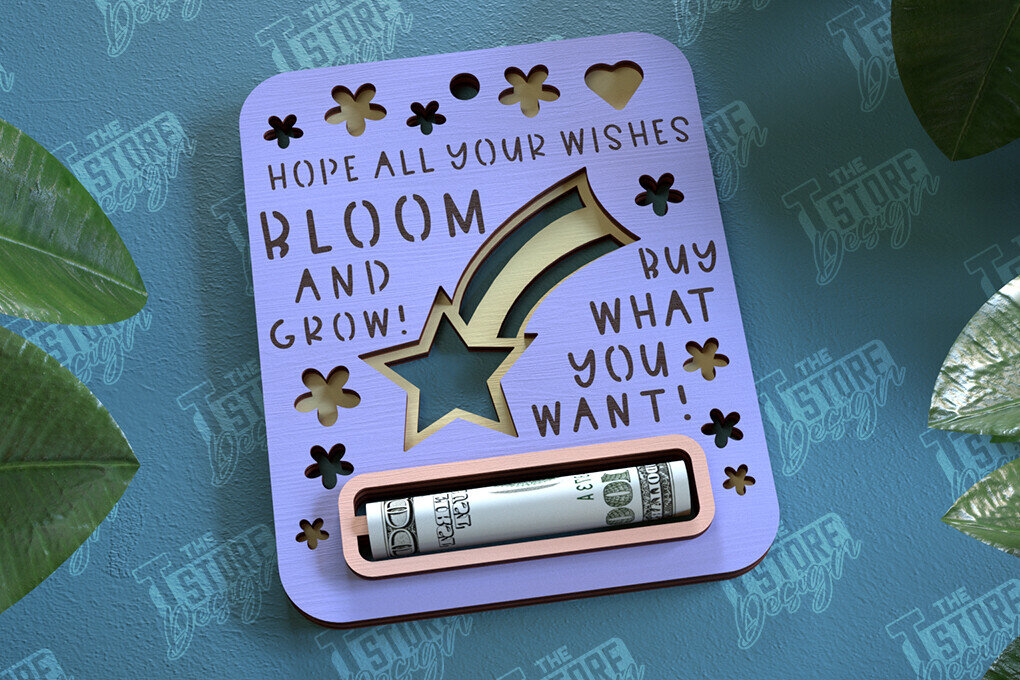 Intra απο ξύλο plywood 3mm-4mm πάχος Μωρό κορίτσι Χρηματική Κάρτα | Ευχετήρια κάρτα|CNC Δίασταση 10x20 cm INTRAFABR-97158384