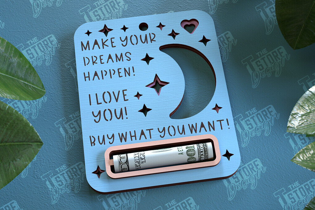 Σετ των 2 Intra απο ξύλο plywood 3mm-4mm πάχος Μωρό κορίτσι Χρηματική Κάρτα | Ευχετήρια κάρτα|CNC Δίασταση 10x20 cm INTRAFABR-97158392