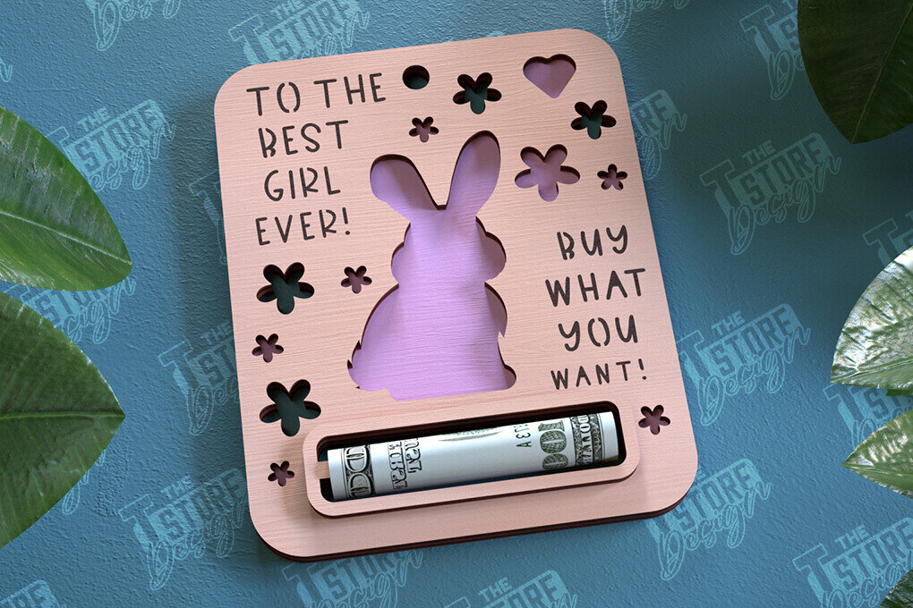 Σετ των 2 Intra απο ξύλο plywood 3mm-4mm πάχος Μωρό κορίτσι Χρηματική Κάρτα | Ευχετήρια κάρτα|CNC Δίασταση 10x20 cm INTRAFABR-97158398