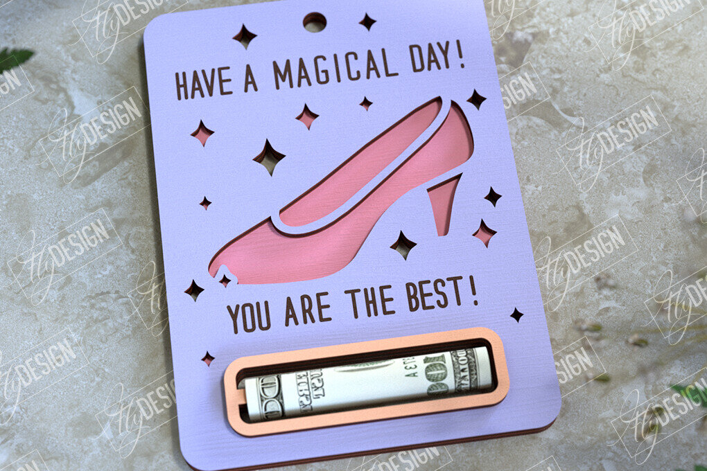 Σετ των 2 Intra απο ξύλο plywood 3mm-4mm πάχος Μωρό κορίτσι Χρηματική Κάρτα | Ευχετήρια κάρτα|CNC Δίασταση 10x20 cm INTRAFABR-97156769