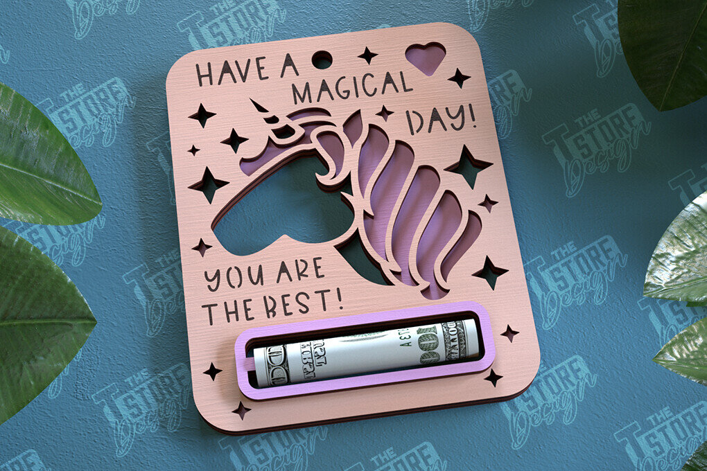 Σετ των 2 Intra απο ξύλο plywood 3mm-4mm πάχος Μωρό κορίτσι Χρηματική Κάρτα | Ευχετήρια κάρτα|CNC Δίασταση 10x20 cm INTRAFABR-97158409