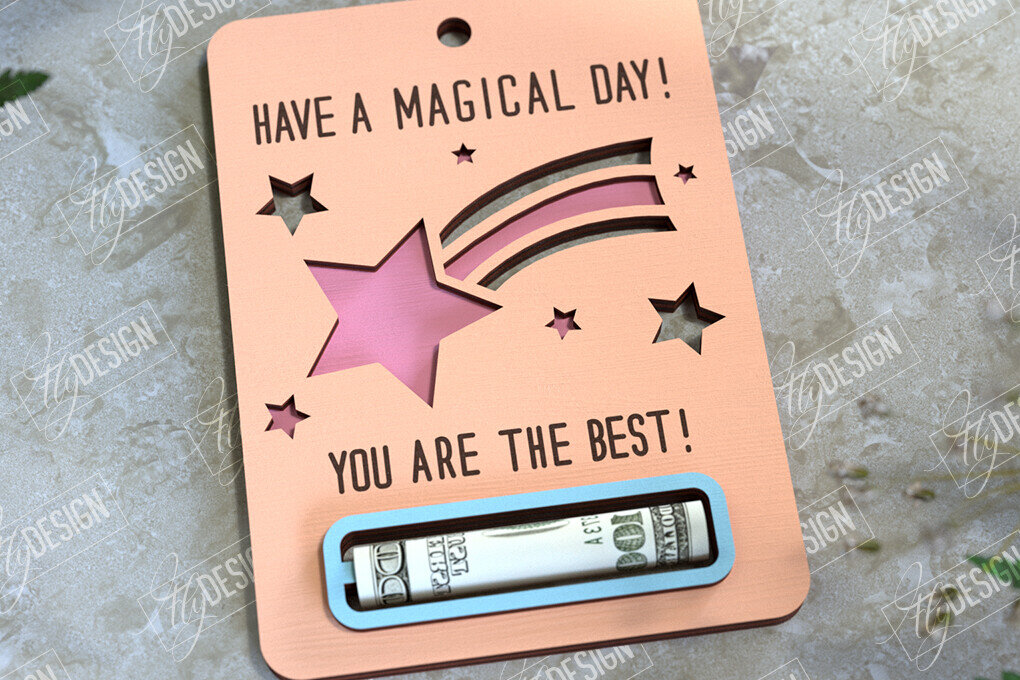 Σετ των 2 Intra απο ξύλο plywood 3mm-4mm πάχος Μωρό κορίτσι Χρηματική Κάρτα | Ευχετήρια κάρτα|CNC Δίασταση 10x20 cm INTRAFABR-97156761