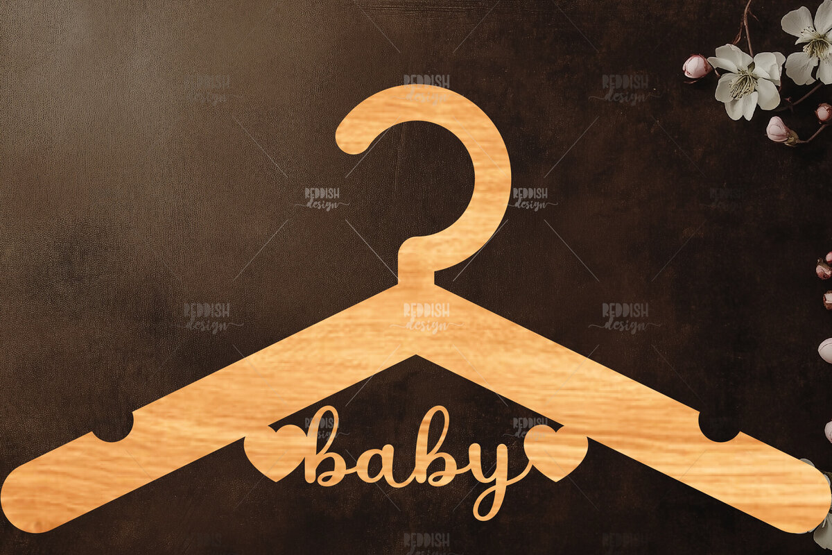Σετ των 2 Intra απο ξύλο plywood 3mm-4mm πάχος Baby Hanger κοπής με λέιζερ Δίασταση 15x15 cm INTRAFABR-118336441