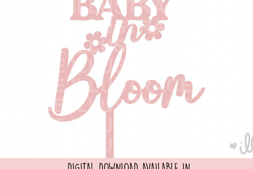 Σετ των 2 Intra απο ξύλο plywood 3mm-4mm πάχος Baby in Bloom Cake Topper , Baby Show Δίασταση 15x15 cm INTRAFABR-100088387