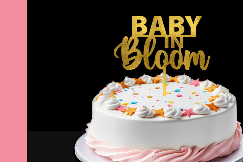 Intra απο ξύλο plywood 3mm-4mm πάχος κοπής Baby in Bloom Cake Topper Δίασταση 30x20 cm INTRAFABR-101635372