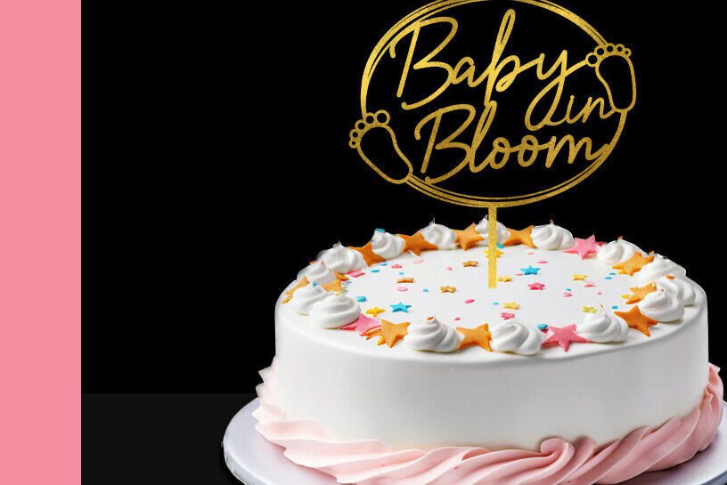 Intra απο ξύλο plywood 3mm-4mm πάχος κοπής Baby in Bloom Cake Topper Δίασταση 30x20 cm INTRAFABR-101635466