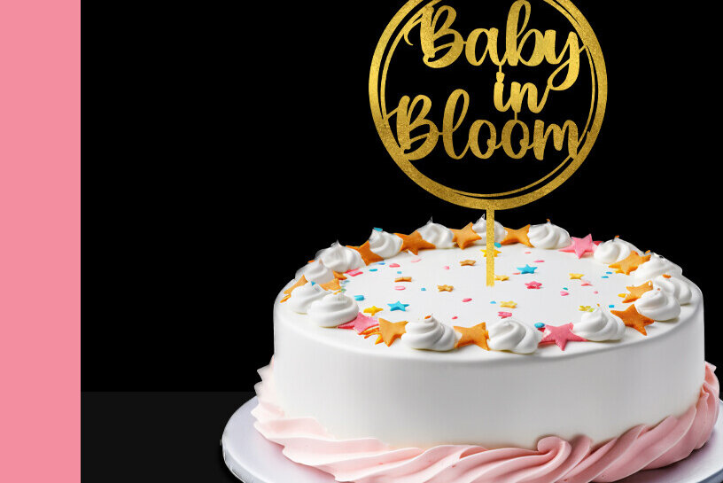 Intra απο ξύλο plywood 3mm-4mm πάχος κοπής Baby in Bloom Cake Topper Δίασταση 30x20 cm INTRAFABR-101630089