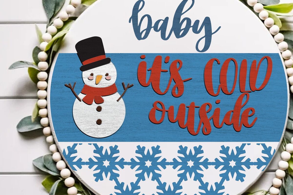 Intra απο ξύλο plywood 3mm-4mm πάχος Baby It's Cold Εξωτερική Κρεμάστρα Δίασταση 30x20 cm INTRAFABR-35111714