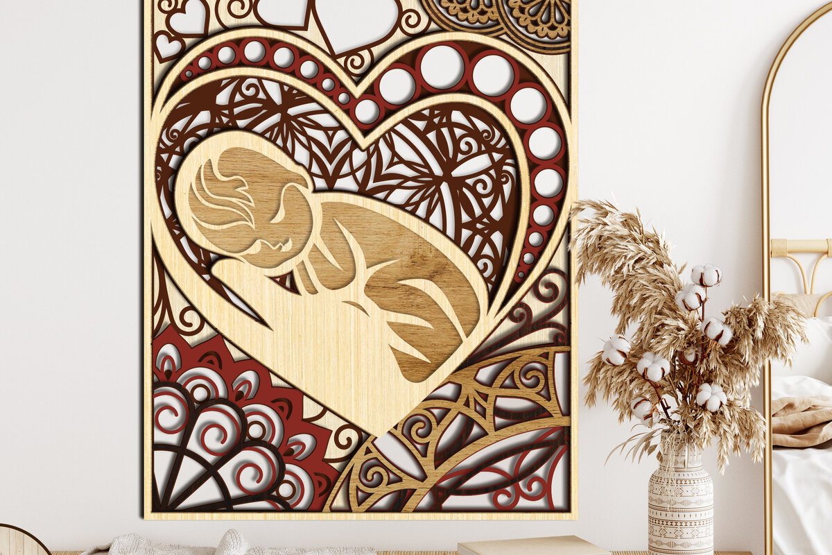 Intra απο ξύλο plywood 3mm-4mm πάχος Πρότυπο κοπής με λέιζερ BABY, με στρώσεις Δίασταση 40x40 cm INTRAFABR-29287645