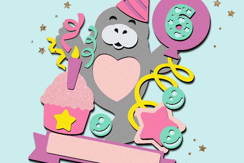 Σετ των 2 Intra απο ξύλο plywood 3mm-4mm πάχος Baby Manatee Cake Topper 3D Δίασταση 15x15 cm INTRAFABR-107907352