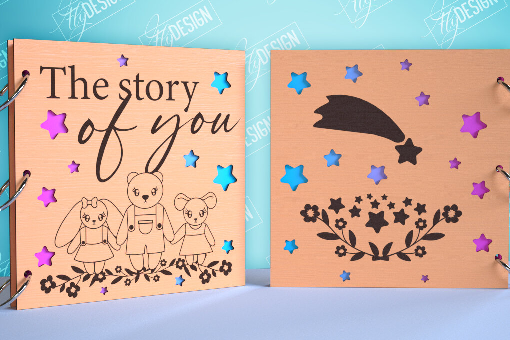 Σετ των 3 Intra απο ξύλο plywood 3mm-4mm πάχος Εξώφυλλο Βιβλίου Μνήμης Μωρού | Εξώφυλλο άλμπουμ Δίασταση 15x15 cm INTRAFABR-99492474