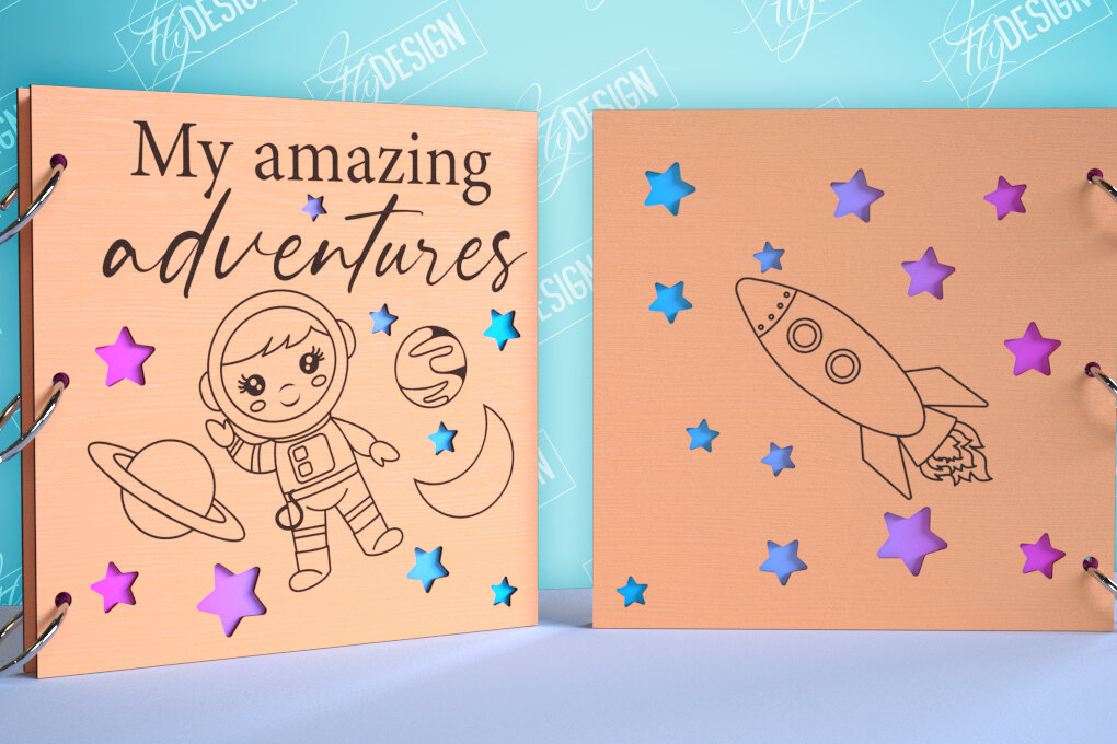 Σετ των 2 Intra απο ξύλο plywood 3mm-4mm πάχος Εξώφυλλο Βιβλίου Μνήμης Μωρού | Εξώφυλλο άλμπουμ Δίασταση 15x15 cm INTRAFABR-99492478