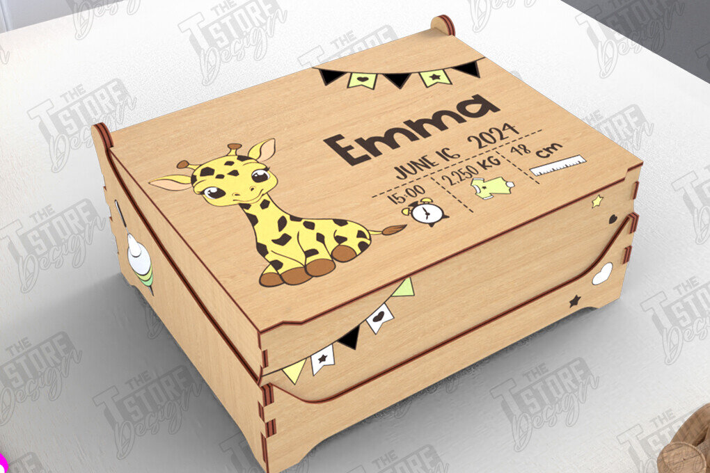 Σετ των 3 Intra απο ξύλο plywood 3mm-4mm πάχος Baby Memory Box | Προσωποποιημένο κουτί | CNC Δίασταση 10x10 cm INTRAFABR-113933915