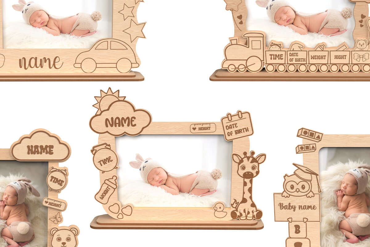 Intra απο ξύλο plywood 3mm-4mm πάχος κορνίζας για μωρό με μνήμη Δίασταση 20x30 cm INTRAFABR-116770802