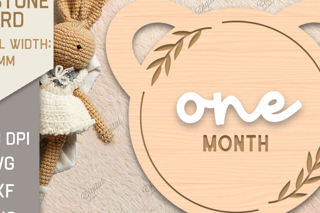 Intra απο ξύλο plywood 3mm-4mm πάχος Baby Milestone Card Cut . 1 Μήνας Δίασταση 30x20 cm INTRAFABR-85223595