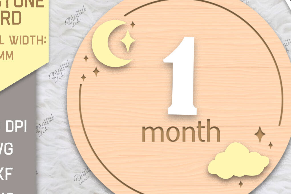 Intra απο ξύλο plywood 3mm-4mm πάχος Baby Milestone Card Cut . 1 Μήνας Δίασταση 30x20 cm INTRAFABR-85225277