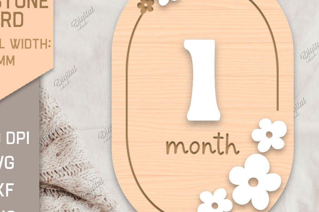 Intra απο ξύλο plywood 3mm-4mm πάχος Baby Milestone Card Cut . 1 Μήνας Δίασταση 30x20 cm INTRAFABR-85217892