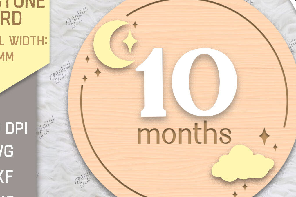 Intra απο ξύλο plywood 3mm-4mm πάχος Baby Milestone Card Cut . 10 μηνών Δίασταση 30x20 cm INTRAFABR-85225693