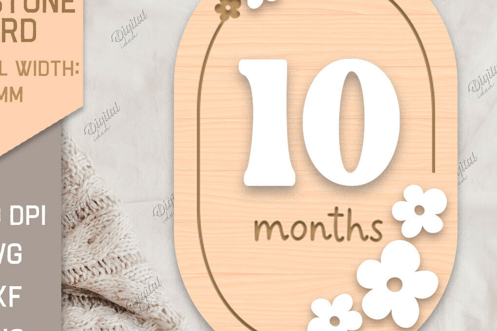 Intra απο ξύλο plywood 3mm-4mm πάχος Baby Milestone Card Cut . 10 μηνών Δίασταση 30x20 cm INTRAFABR-85218693