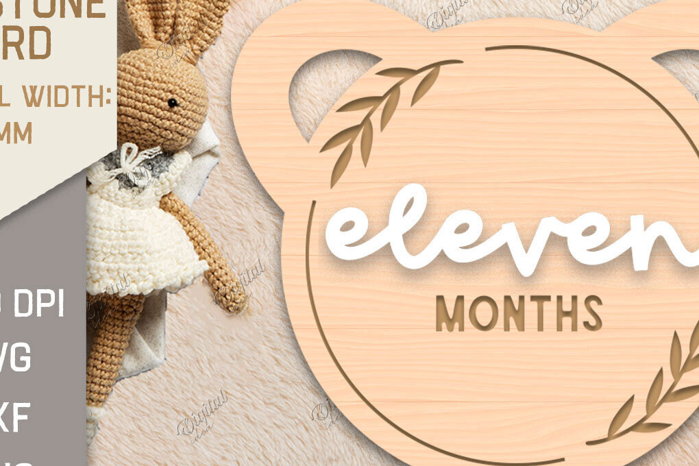 Intra απο ξύλο plywood 3mm-4mm πάχος Baby Milestone Card Cut . 11 μηνών Δίασταση 30x20 cm INTRAFABR-85224730