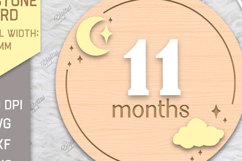 Intra απο ξύλο plywood 3mm-4mm πάχος Baby Milestone Card Cut . 11 μηνών Δίασταση 30x20 cm INTRAFABR-85225720