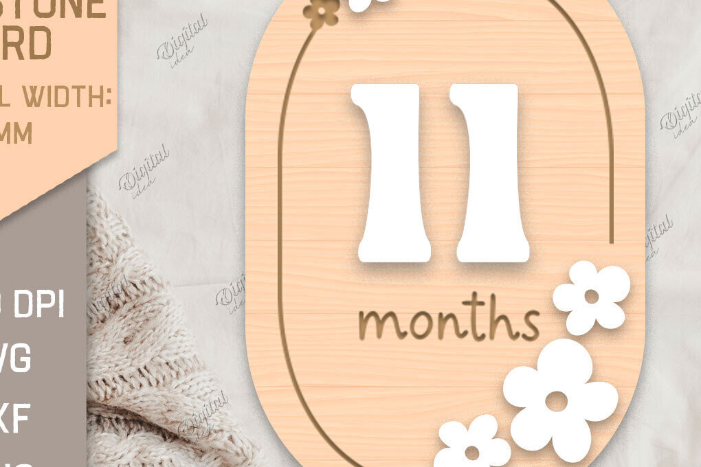 Intra απο ξύλο plywood 3mm-4mm πάχος Baby Milestone Card Cut . 11 μηνών Δίασταση 30x20 cm INTRAFABR-85218753