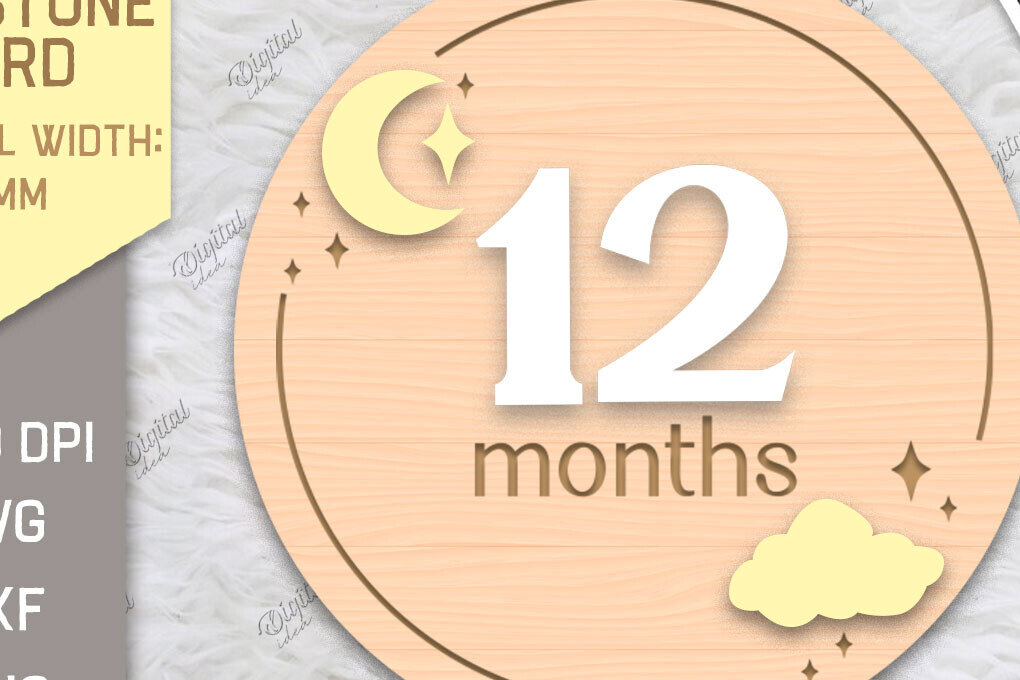 Intra απο ξύλο plywood 3mm-4mm πάχος Baby Milestone Card Cut . 12 μηνών Δίασταση 30x20 cm INTRAFABR-85225773