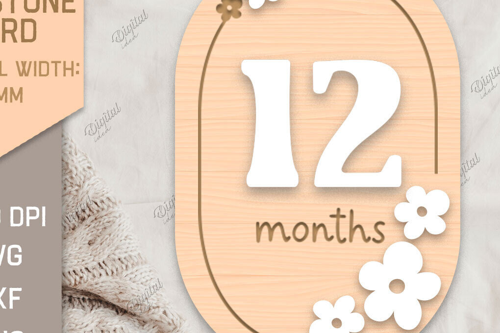 Intra απο ξύλο plywood 3mm-4mm πάχος Baby Milestone Card Cut . 12 μηνών Δίασταση 30x20 cm INTRAFABR-85218786