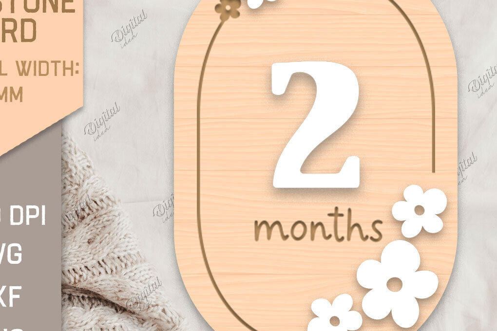 Intra απο ξύλο plywood 3mm-4mm πάχος Baby Milestone Card Cut . 2 μηνών Δίασταση 30x20 cm INTRAFABR-85218021