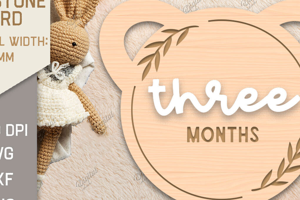 Intra απο ξύλο plywood 3mm-4mm πάχος Baby Milestone Card Cut . 3 μηνών Δίασταση 30x20 cm INTRAFABR-85223728