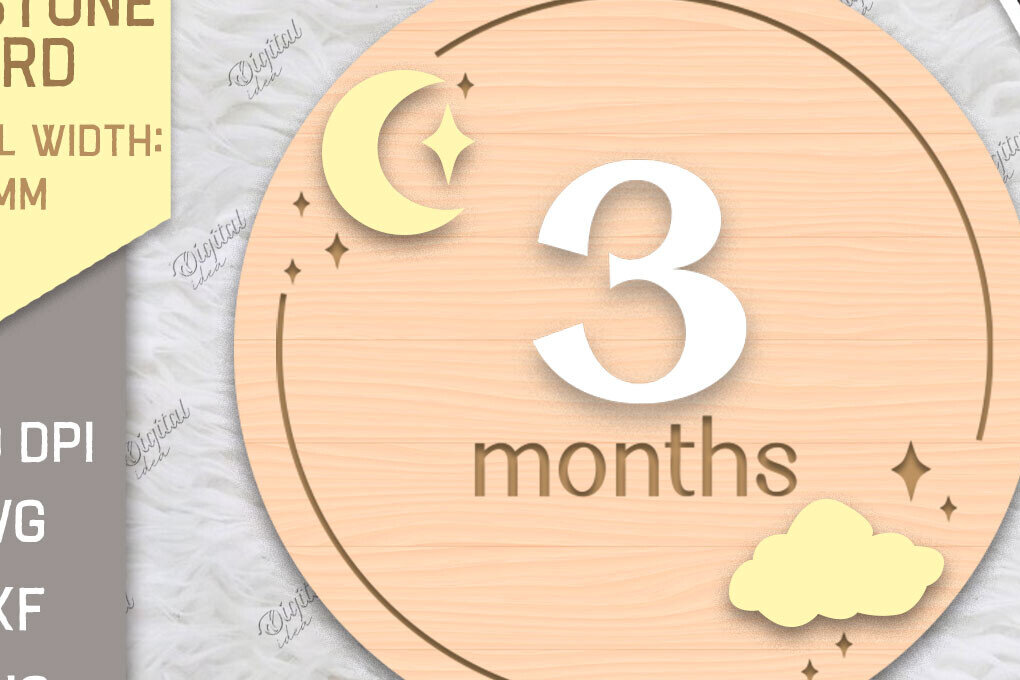 Intra απο ξύλο plywood 3mm-4mm πάχος Baby Milestone Card Cut . 3 μηνών Δίασταση 30x20 cm INTRAFABR-85225349