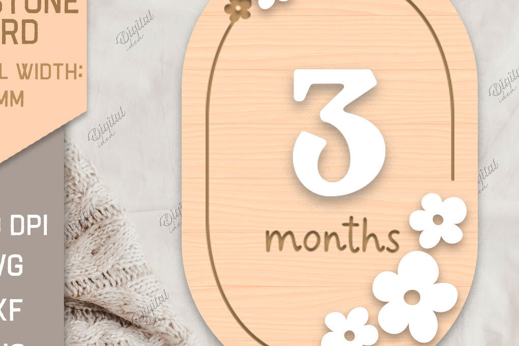 Intra απο ξύλο plywood 3mm-4mm πάχος Baby Milestone Card Cut . 3 μηνών Δίασταση 30x20 cm INTRAFABR-85218275