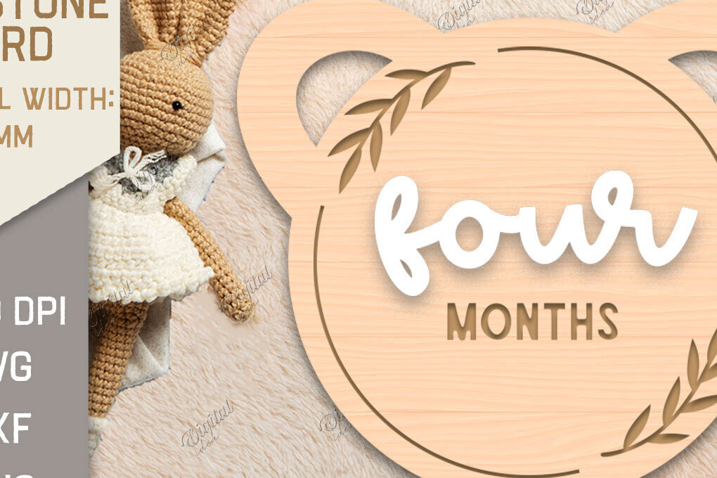 Intra απο ξύλο plywood 3mm-4mm πάχος Baby Milestone Card Cut . 4 μηνών Δίασταση 30x20 cm INTRAFABR-85223821