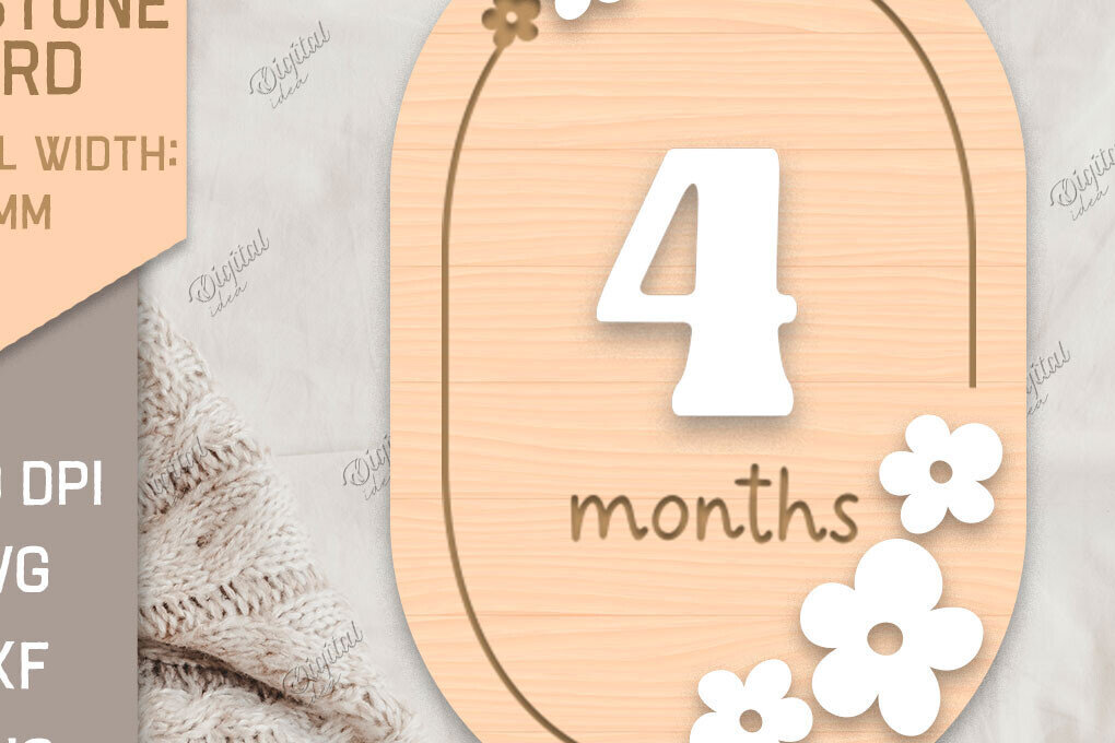 Intra απο ξύλο plywood 3mm-4mm πάχος Baby Milestone Card Cut . 4 μηνών Δίασταση 30x20 cm INTRAFABR-85218396