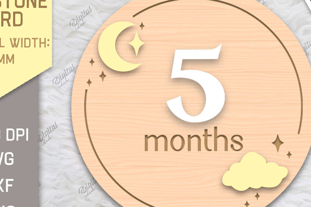 Intra απο ξύλο plywood 3mm-4mm πάχος Baby Milestone Card Cut . 5 μηνών Δίασταση 30x20 cm INTRAFABR-85225487