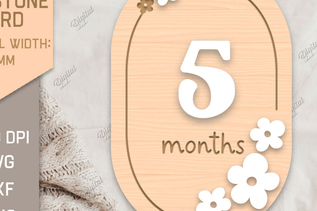 Intra απο ξύλο plywood 3mm-4mm πάχος Baby Milestone Card Cut . 5 μηνών Δίασταση 30x20 cm INTRAFABR-85218424