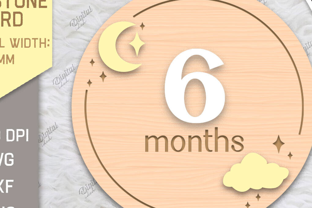 Intra απο ξύλο plywood 3mm-4mm πάχος Baby Milestone Card Cut . 6 μηνών Δίασταση 30x20 cm INTRAFABR-85225530