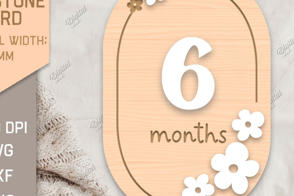 Intra απο ξύλο plywood 3mm-4mm πάχος Baby Milestone Card Cut . 6 μηνών Δίασταση 30x20 cm INTRAFABR-85218450