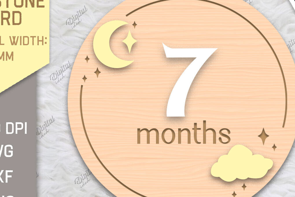 Intra απο ξύλο plywood 3mm-4mm πάχος Baby Milestone Card Cut . 7 μηνών Δίασταση 30x20 cm INTRAFABR-85225559