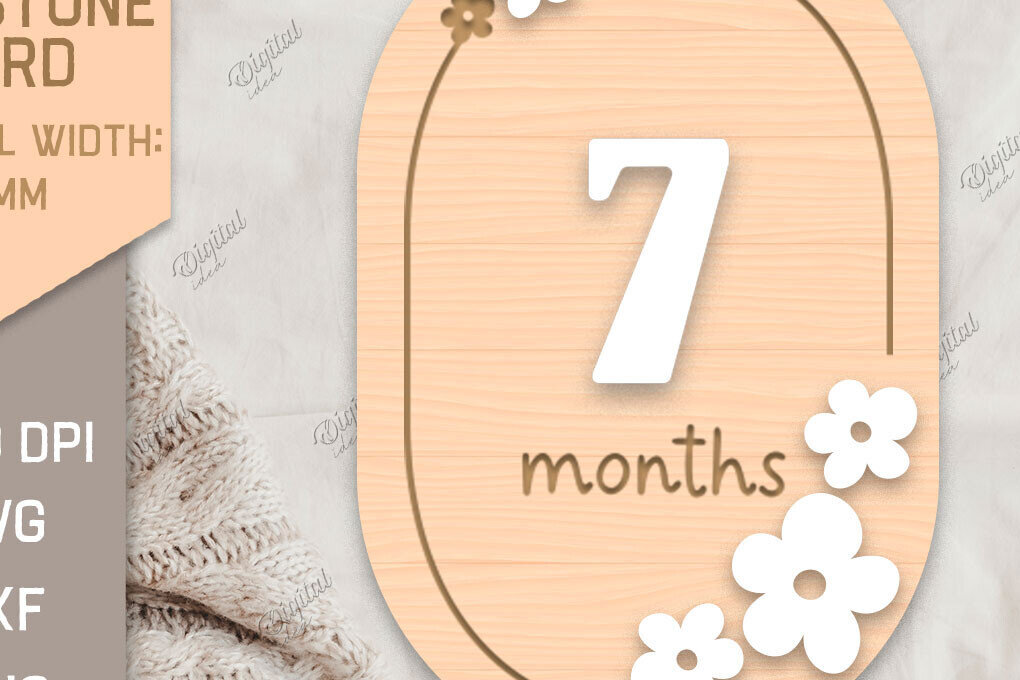 Intra απο ξύλο plywood 3mm-4mm πάχος Baby Milestone Card Cut . 7 μηνών Δίασταση 30x20 cm INTRAFABR-85218482