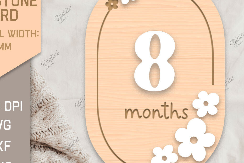 Intra απο ξύλο plywood 3mm-4mm πάχος Baby Milestone Card Cut . 8 μηνών Δίασταση 30x20 cm INTRAFABR-85218608