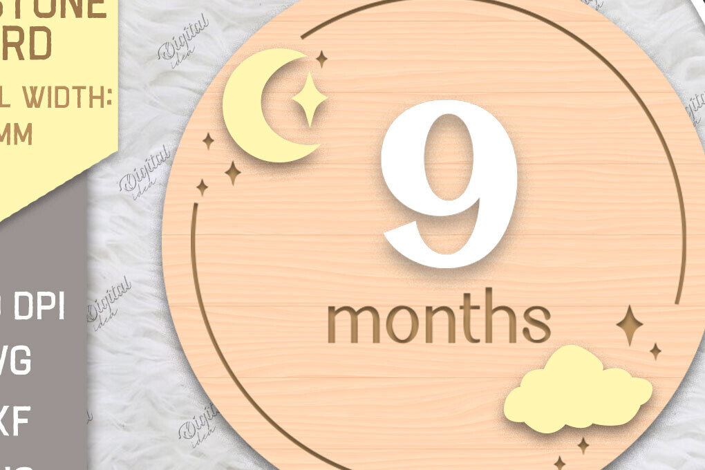 Intra απο ξύλο plywood 3mm-4mm πάχος Baby Milestone Card Cut . 9 μηνών Δίασταση 30x20 cm INTRAFABR-85225661