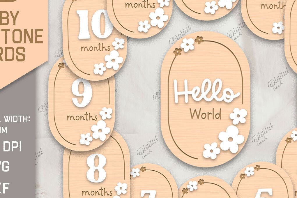 Intra απο ξύλο plywood 3mm-4mm πάχος κοπής με λέιζερ με κάρτα Baby Milestone Δίασταση 30x20 cm INTRAFABR-85224935