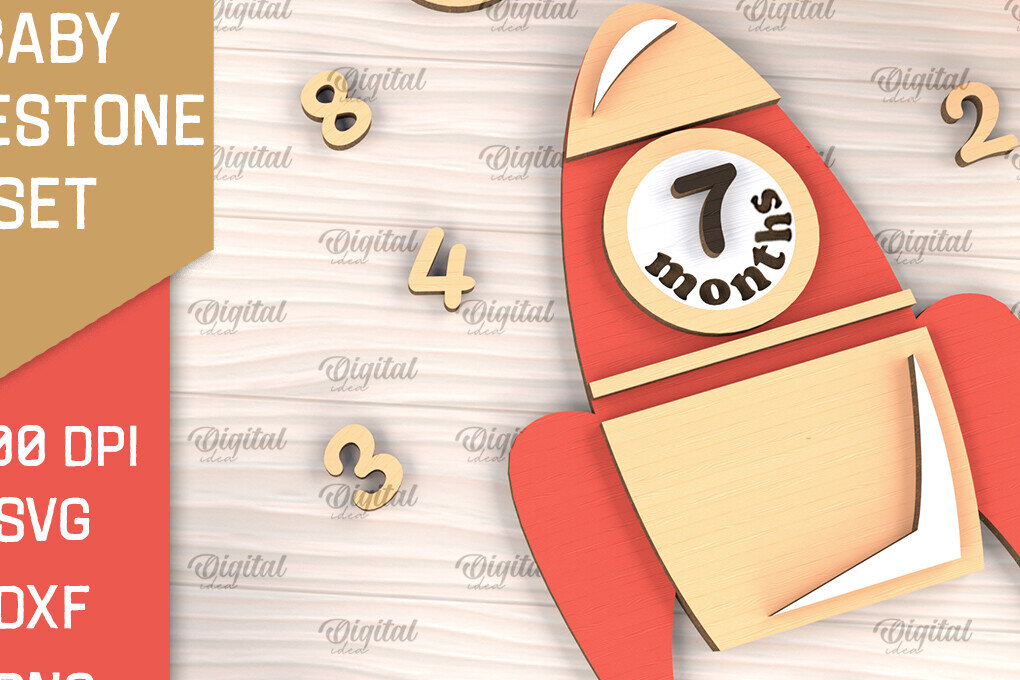 Intra απο ξύλο plywood 3mm-4mm πάχος Baby Milestone Card Design Cut  Δίασταση 30x20 cm INTRAFABR-102961532